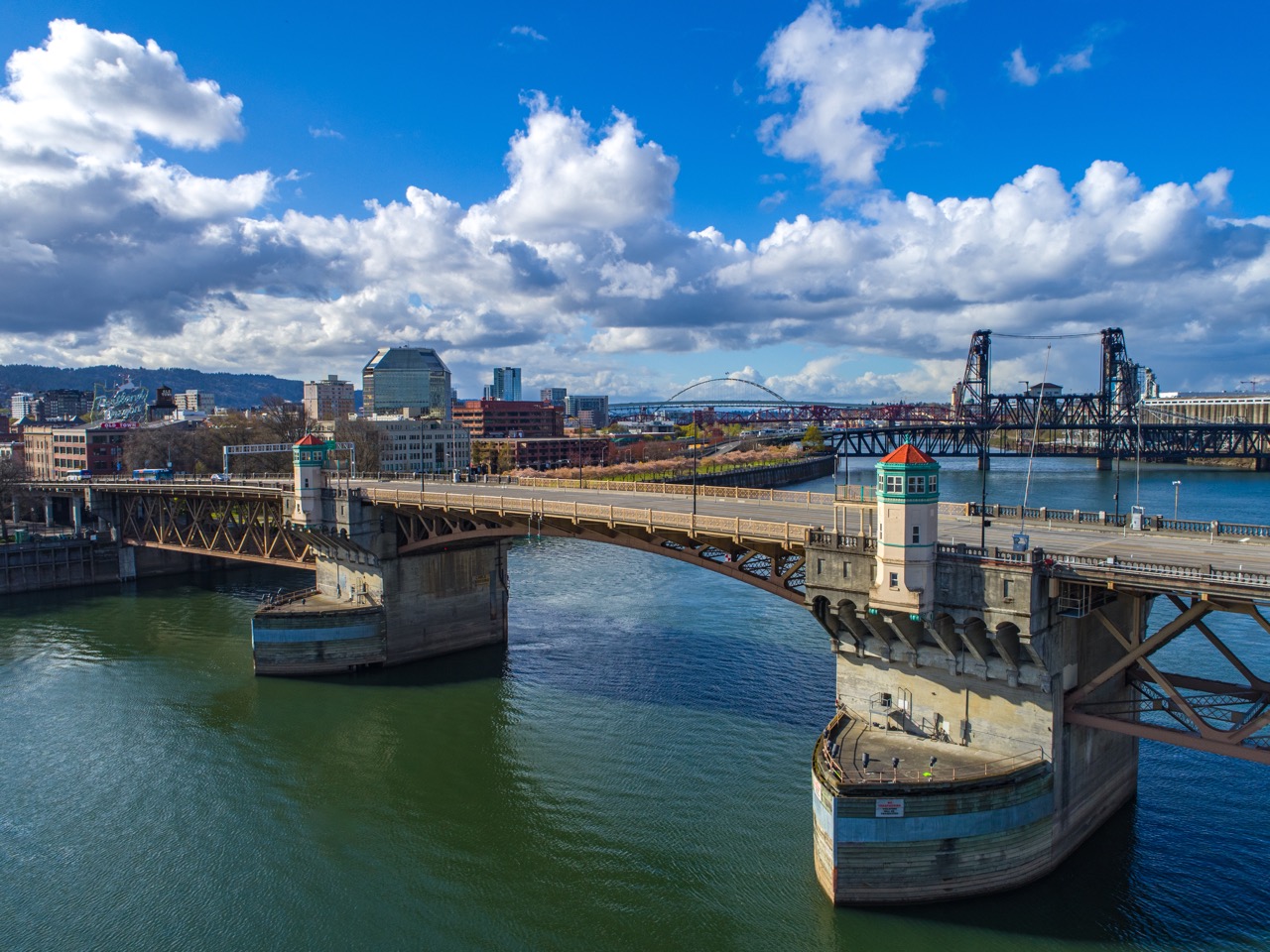 Burnside Bridge Crossing the Willamette River in Portland Oregon